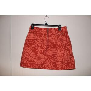 Water Girl orange floral mini skirt Size M
